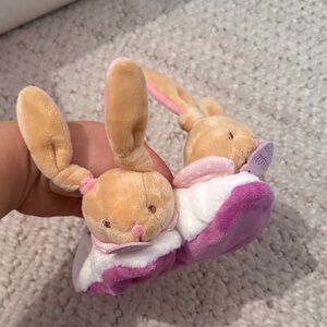 Plush Bunny Slippers for infant/toddler - Tan and Pink